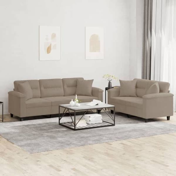 Maison Exclusive - Sæt af 2 sofaer med puder Taupe Mikrofiberstof