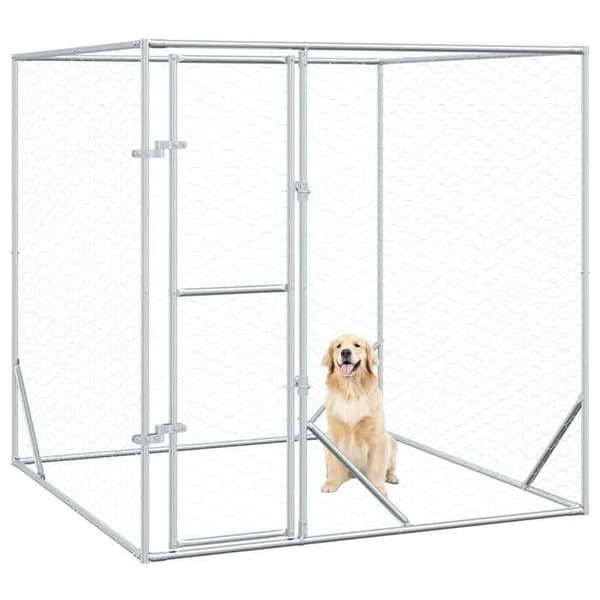 Maison Exclusive - Utomhus hundbur silver 2x2x2 m galvaniserat stål silver-