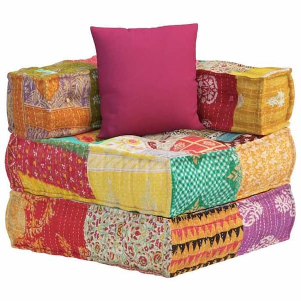 Maison Exclusive - Modulerbar pouf med patchwork stofpude Lapptäcke / flerfärgad