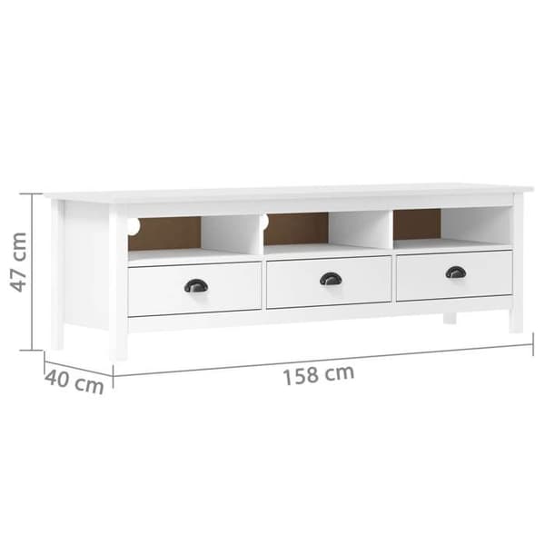 Maison Exclusive - TV-møbel Hill Range Hvid 158x40x47 cm Solid fyrretræ Matt vit