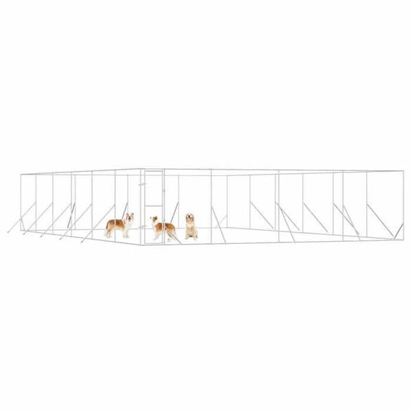 Maison Exclusive - Utomhus hundgård silver 8x12x2 m galvaniserat stål silver-