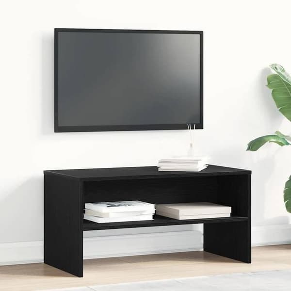 Maison Exclusive - TV-møbel i sort egetræ 80x40x40 cm i ingeniørtræ