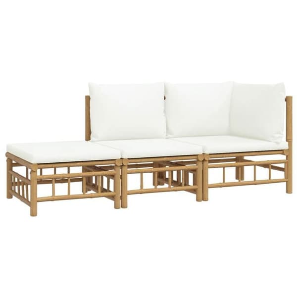 Havemøbler - EKSKLUSIVT HUS - Sæt 3 dele - Bæredygtig bambus - Cremehvid - Modulær Vit grädde
