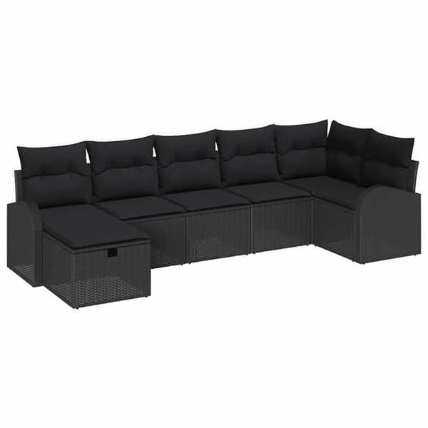 Maison Exclusive - 7 osan sohvasetti musta polyrottinki