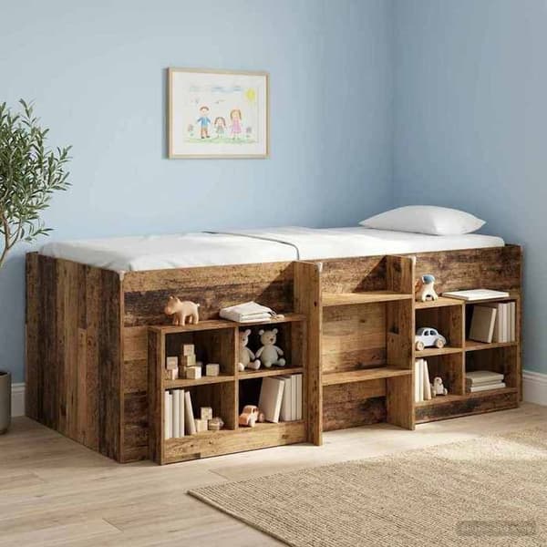 Maison Exclusive - Hög Sängram för Barn i Antik Trä 75 x 190 cm