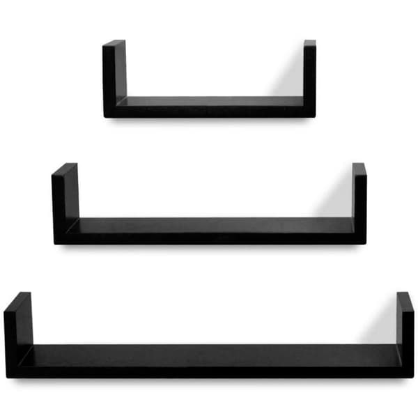 Maison Exclusive - Væghylder 3 stk U-form MDF Sort