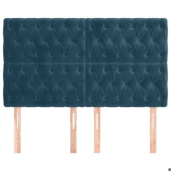 Maison Exclusive - Mörkblå sänggavel 160x7x118/128 cm Sammet Mörkblå
