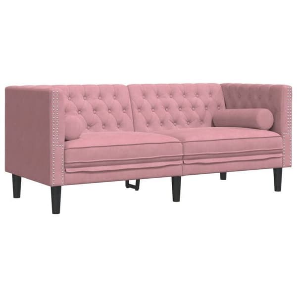 Maison Exclusive - Chesterfield-soffgrupp med 2 st kuddar i rosa sammet Ros