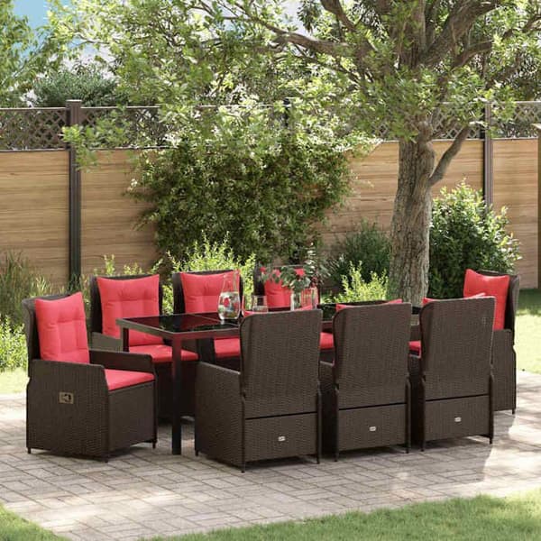 Maison Exclusive - 9 pc spisebordssæt til haven i brun poly rattan brun