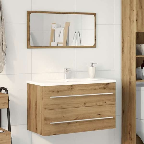 Maison Exclusive - Badeværelses underskabs møbel i massivt egetræ 80 x 38,5 x 48 cm ingeniørtræ