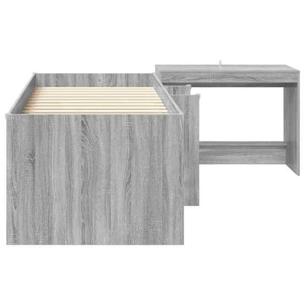 Maison Exclusive - Hög säng för barn med skrivbord 2 st Sonoma grå