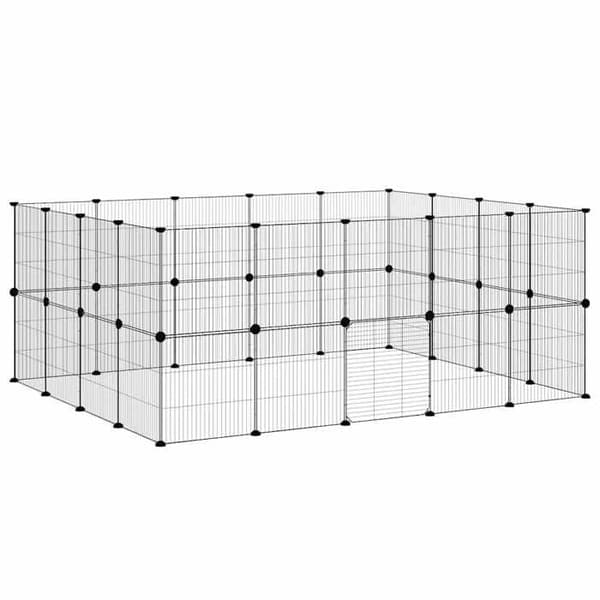 Maison Exclusive - Kæledyrbur med 36 paneler og dør Sort 175x140x70 cm
