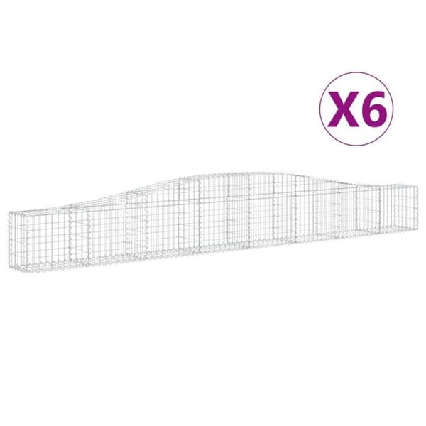 Gabionkorgar - böjda - 6 st - 400×30×40/60 cm - galvaniserat järn silver-