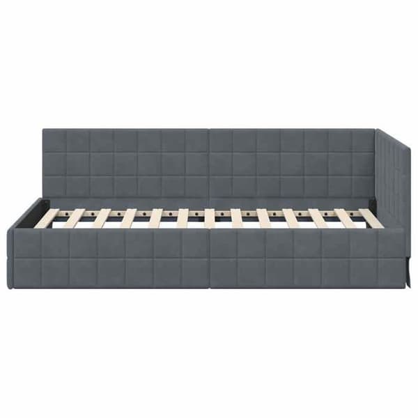 Maison Exclusive - Tummanharmaa kulmasänky 100 cm x 200 cm Sametti