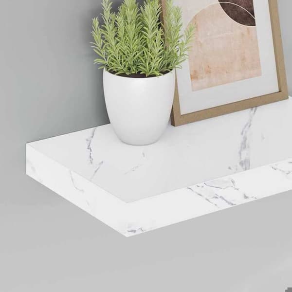 Vägghylla - EXKLUSIV HEM - Vit marmor - Ingenjörsträ - Rektangulär - 40×23,5×3,8 cm Vit (marmor)