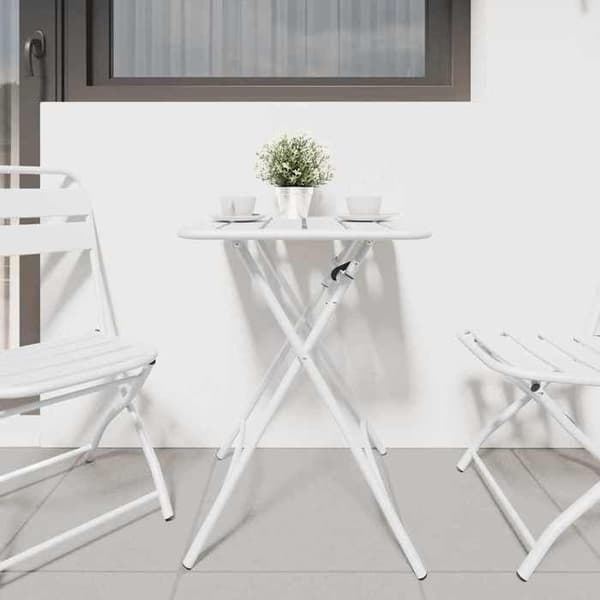 Bistrobord - EXKLUSIVT HUS - 55 x 55 x 72,5 cm - Pulverlackerad stål - Fällbar - Vit Vit