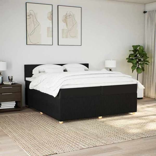Sengestel med madras - 200x200 cm - Sort - Personaliserbare LED-lys - 2 pladser