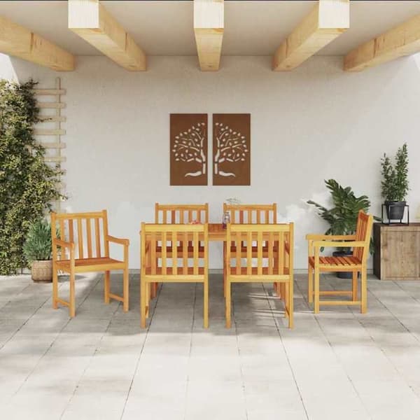 Maison Exclusive - 7-delars matsalsset för trädgård Brun