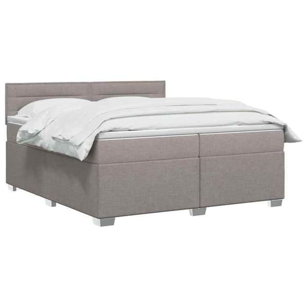 Maison Exclusive - Boxspring seng med madras Taupe 200 x 200 cm Stof
