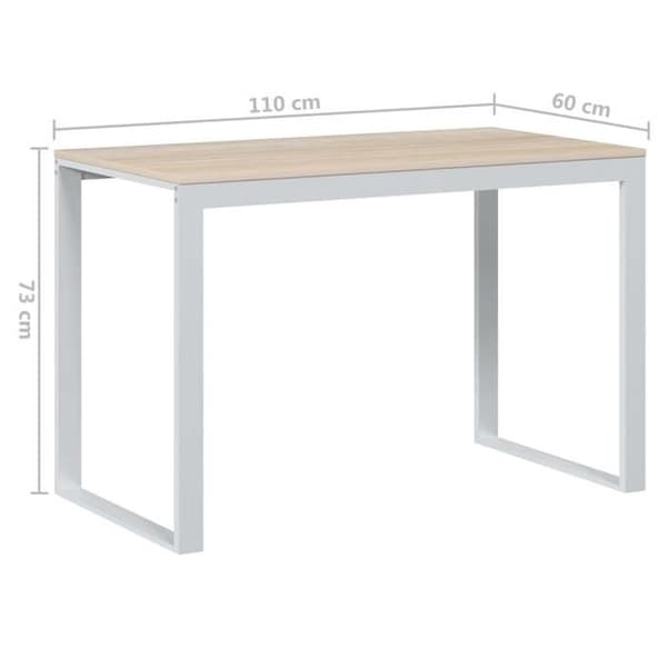 Maison Exclusive - Hvidt og egetræ computerbord 110x60x73 cm agglomereret