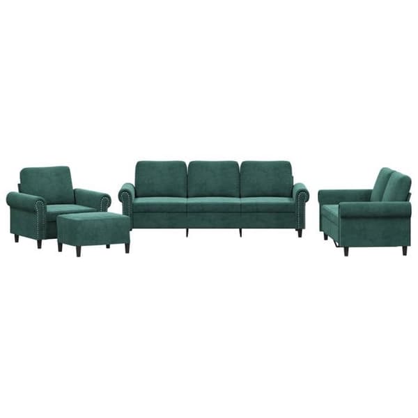 Maison Exclusive - Sæt af 4 sofaer med puder Mørkegrøn Velour