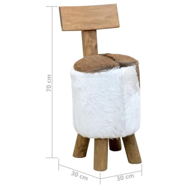 Maison Exclusive - Pall av getskinn och solid teakträ kastanj