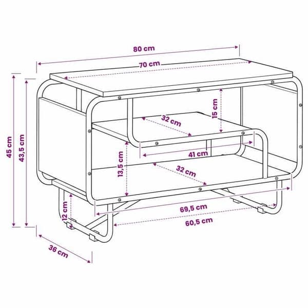 Maison Exclusive - TV-møbel 80 x 36 x 45 cm Sort eg svart ek