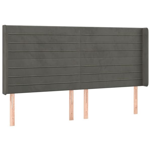 Maison Exclusive - Päätylevy korvilla Tummanharmaa 203x16x118/128 cm Sametti Mörkgrå