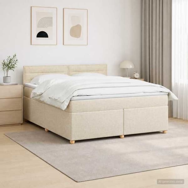 Maison Exclusive - Boxspring seng med madras Creme 140 x 200 cm Stof