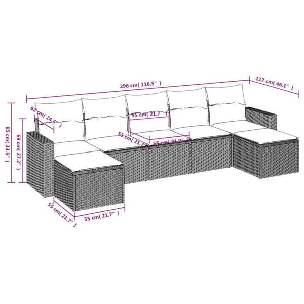 Maison Exclusive - Trädgårdsmöbler med kuddar 7 delar ljusgrå flätad resin Ljusgrått