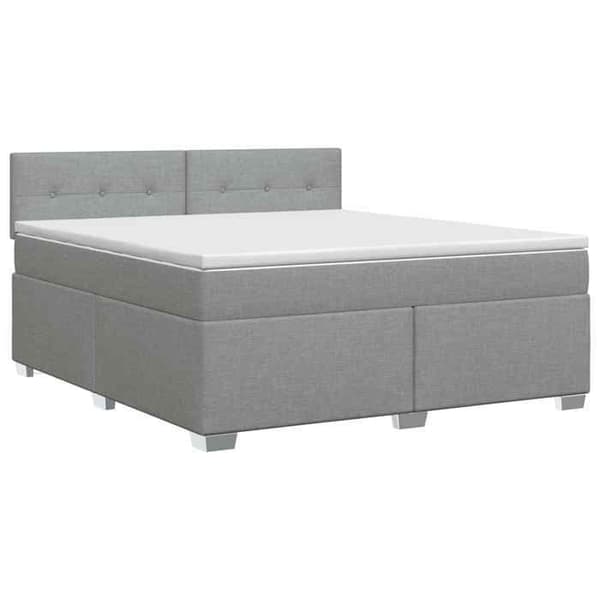 Ljusgrå boxspring - MAISON EXCLUSIVE - 140 x 200 cm - Justerbar huvudgavel - Medium fasthet madrass Ljusgrått