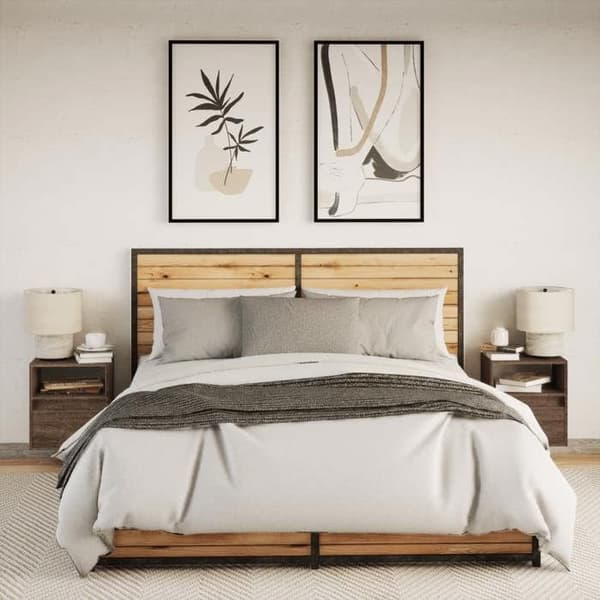 Maison Exclusive - Väggmonterade sängbord med LED-lampor 2 st ekbrun Brun ek