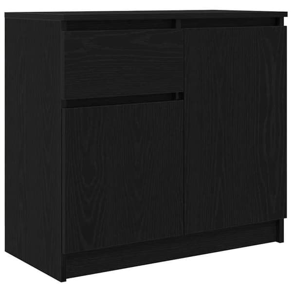 Maison Exclusive - Buffet med skuffe i sort eg 71x35x65 cm ingeniørtræ