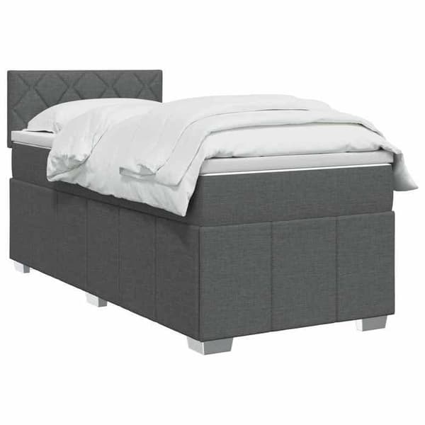 Maison Exclusive - Boxspring säng med madrass Mörkgrå 90 x 190 cm Tyg
