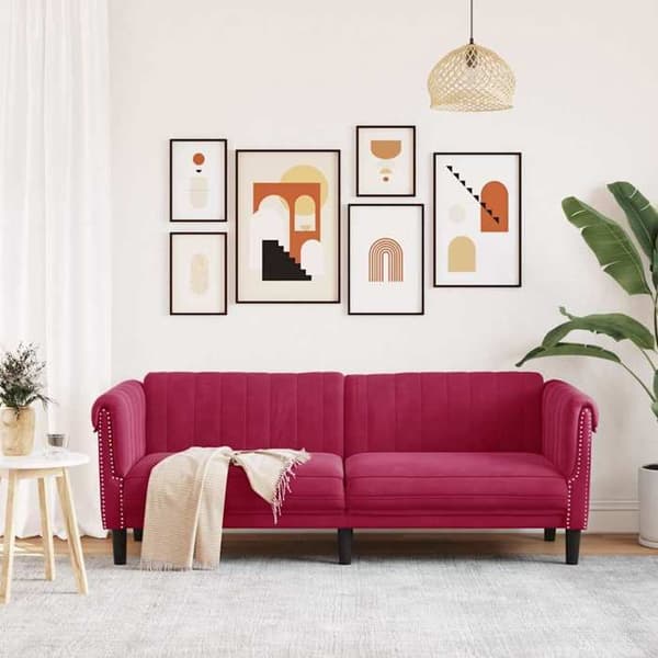 Maison Exclusive - Soffa 3-sits röd vinröd sammet