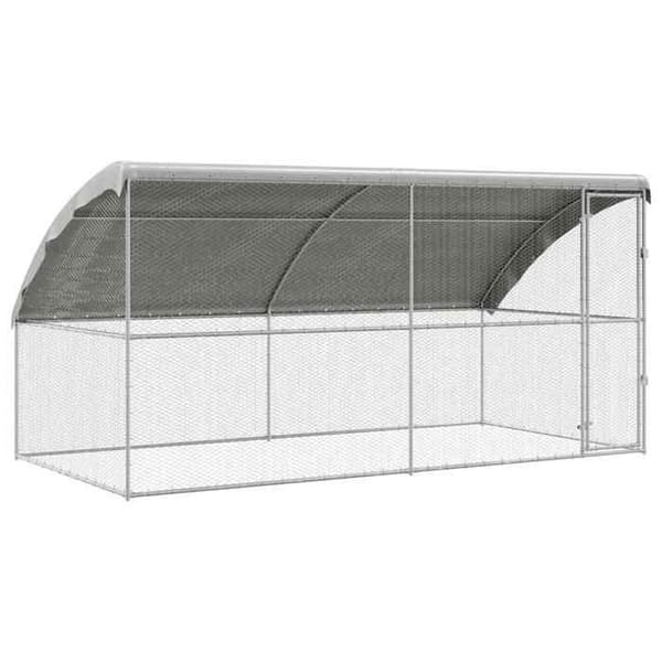 Maison Exclusive - Hönsgård med 1 dörr 2 delar Silver 400x200x200cm Silver