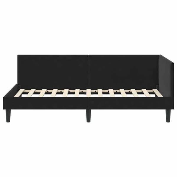 Maison Exclusive - Svart hörnsängram 90 cm x 200 cm Sammet