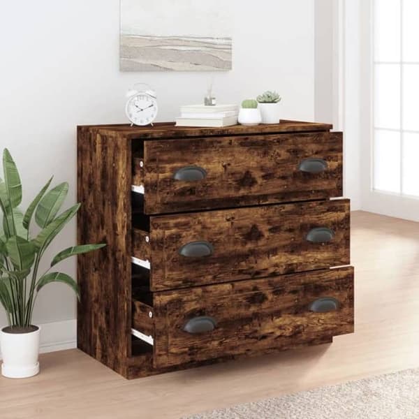 Maison Exclusive - Buffet i røgfyldt eg 70x35,5x67,5 cm ingeniørtræ Rökt ek