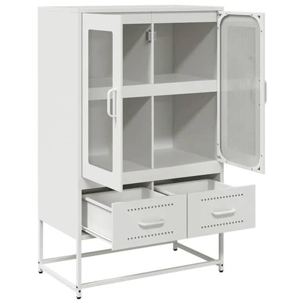 Maison Exclusive - Vit hög buffé 68x39x111,5 cm stål
