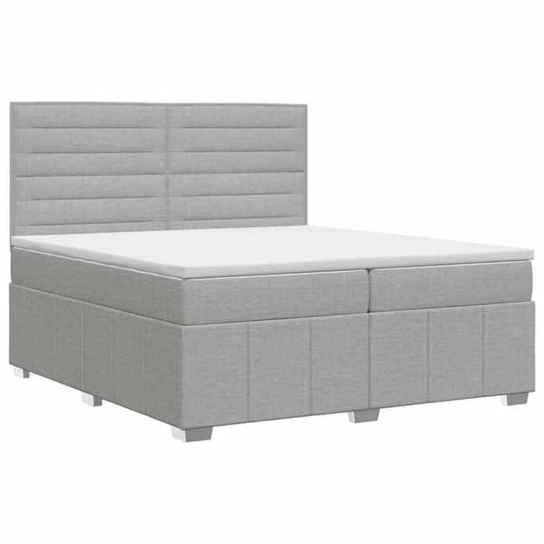 Maison Exclusive - Boxspring seng med madras Lys grå 200 x 200 cm Stof