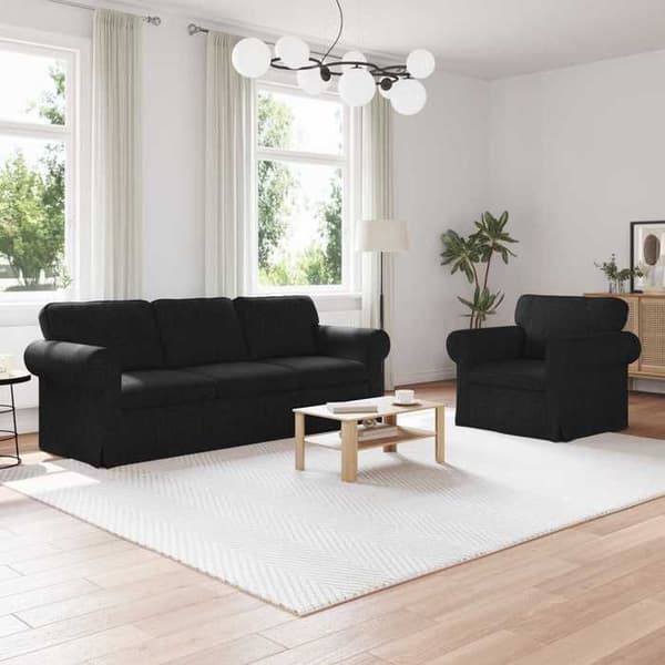 Maison Exclusive - 2 kpl sohvasetti musta kangas Svart