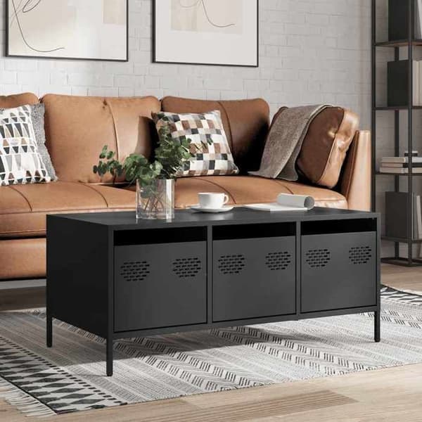 Maison Exclusive - Sort sofabord 101,5x50x43,5 cm koldvalset stål