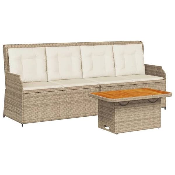Maison Exclusive - Trädgårdsmöbler med kuddar 3 delar beige flätad resin