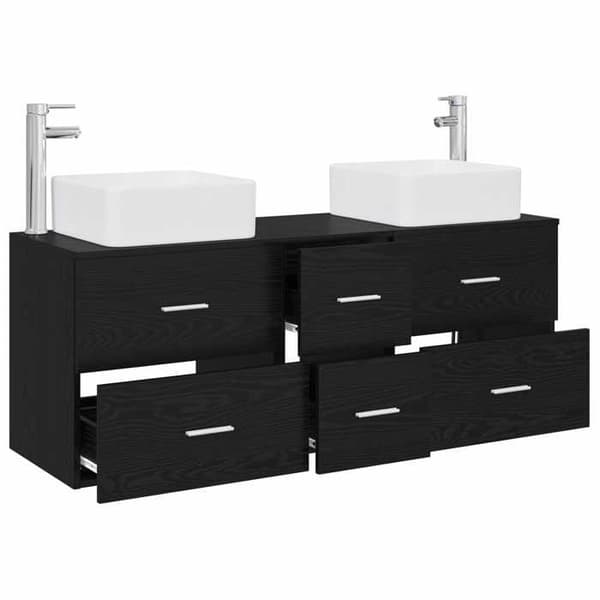 Maison Exclusive - Badeværelsesskabssæt 3 stk Sort 49,5 x 41 x 63 cm