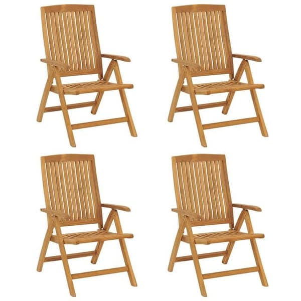 Maison Exclusive - Fällbara trädgårdsstolar set om 4 med kuddar i teakträ