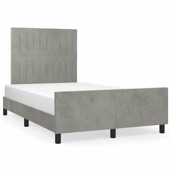 Sengestel - EKSKLUSIV HUS - 120 x 200 cm - Lys grå - Velour - Justerbar hovedgærde ljusgrått