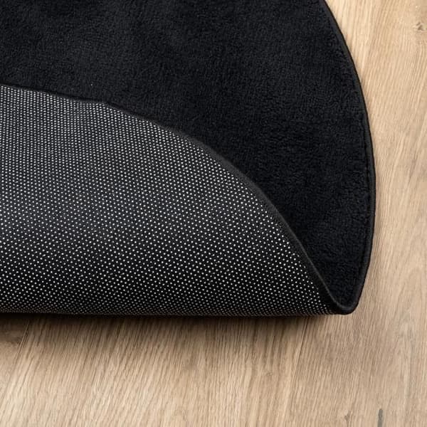 Tæppe - MAISON EXCLUSIVE - OVIEDO - Rund Ø 160 cm - Polyester 100% - Korte sorte hår Svart