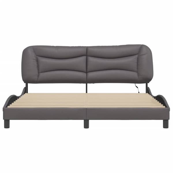 Sengestel - EKSKLUSIV HUS - Hvar - Grå kunstlæder - 180 x 200 cm - Indbygget LED (USB 5V) Grå