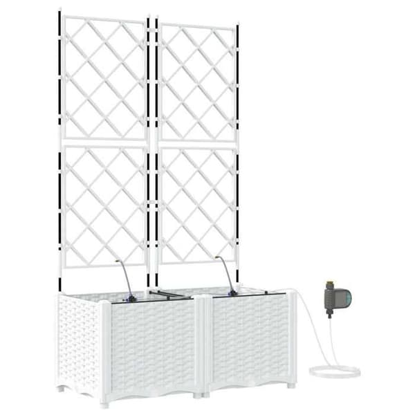 Jardiniär - EXKLUSIV HEM - 2 st - Vit - Hållbar polypropen - 80 x 40 x 142 cm Vit