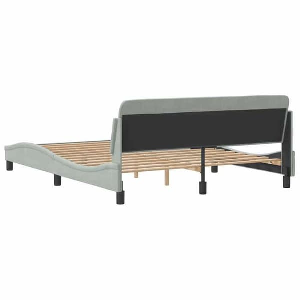 Sengestel - EKSKLUSIV HUS - Dover - lys grå velour - 160x200 cm - lamelbund ljusgrått